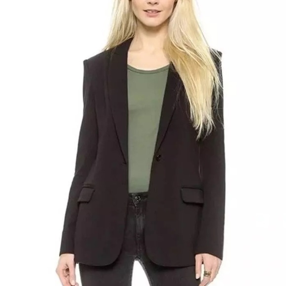 NORMA KAMALI Blazer Black Boyfriend Cut Jacket - Size Small - Picture 1 of 7
